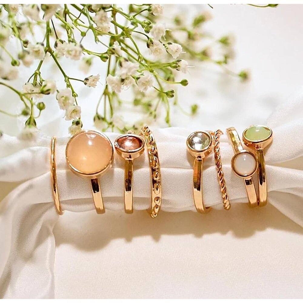 7-19pcs Silver Star Moon Knuckle Ring Set for Women Vintage Stackable Midi Finge - Picture 3 of 6